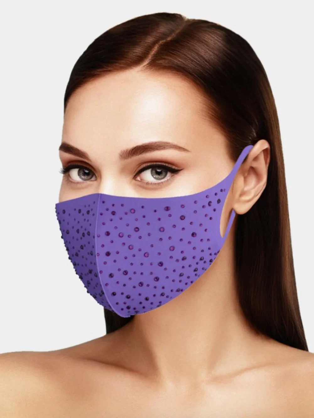 Purple Rhinestone Face Mask Reusable Crystal Fashion Mask NWT
